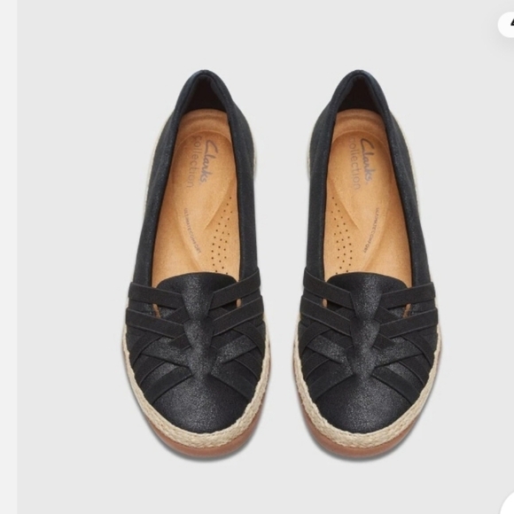 Clarks Shoes - Clarks Suede Elaine Petals Slip On Comfy Soft Woven Casual Coastal Espadrille